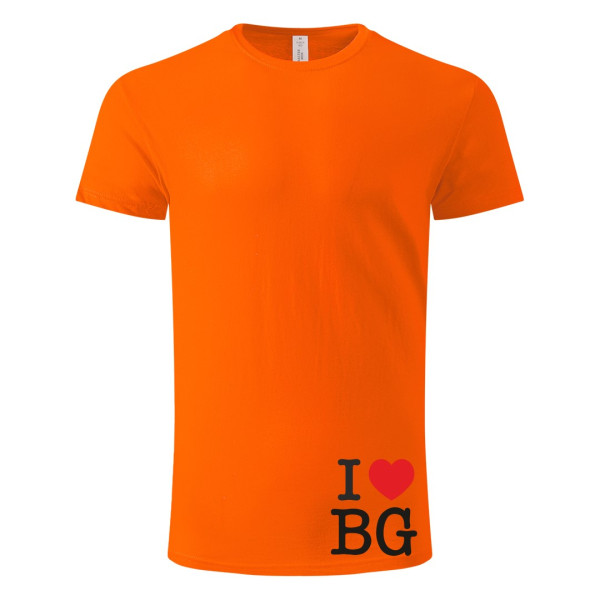 Suvenir MAJICA, muška, Master, narandžasta, I love BG - DTF-personalizovana crna