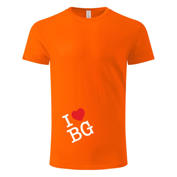 Suvenir MAJICA, muška, Master, narandžasta, I love BG - DTF-personalizovana bela