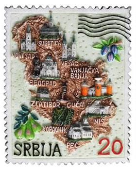 Suvenir MAGNET, Srbija mapa, poštanska marka