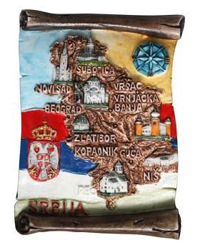 Suvenir MAGNET, Srbija mapa, pergament