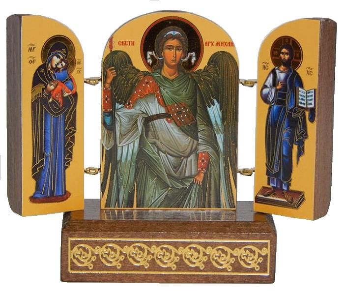 Pravoslavni TRIPTIH, drvo, zlatotisk, Sv. Arhanđel Mihailo