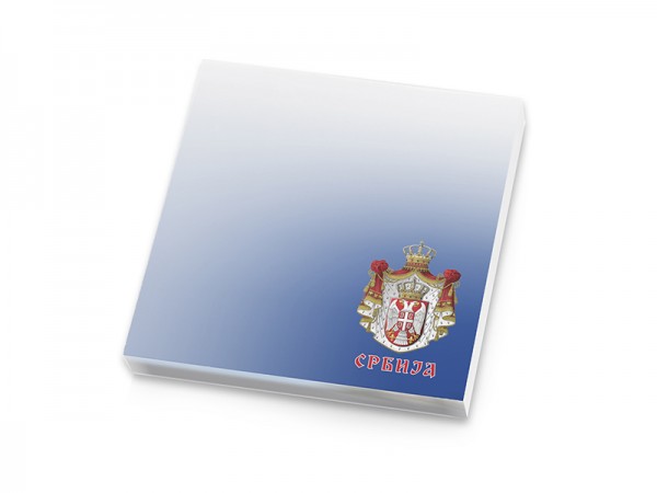 Suvenir  BLOKČIĆ sa samolepljivim listićima, Srbija - grb veliki, plavi