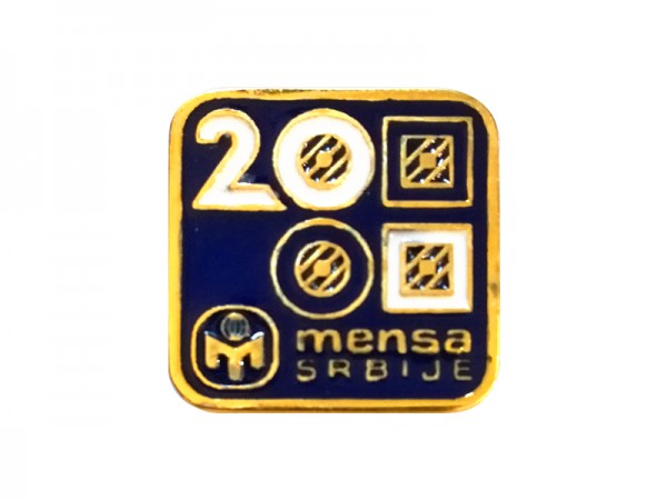 Suvenir ZNAČKA, metal, 20 godina, Mensa Srbije 