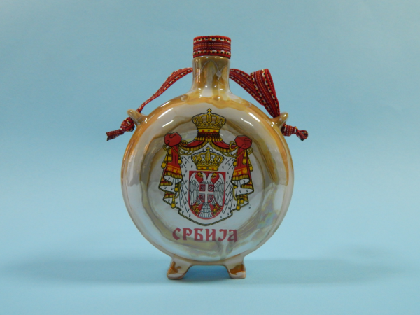 Suvenir ČUTURA, keramika, 400 ml, preslikač, Srbija-grb